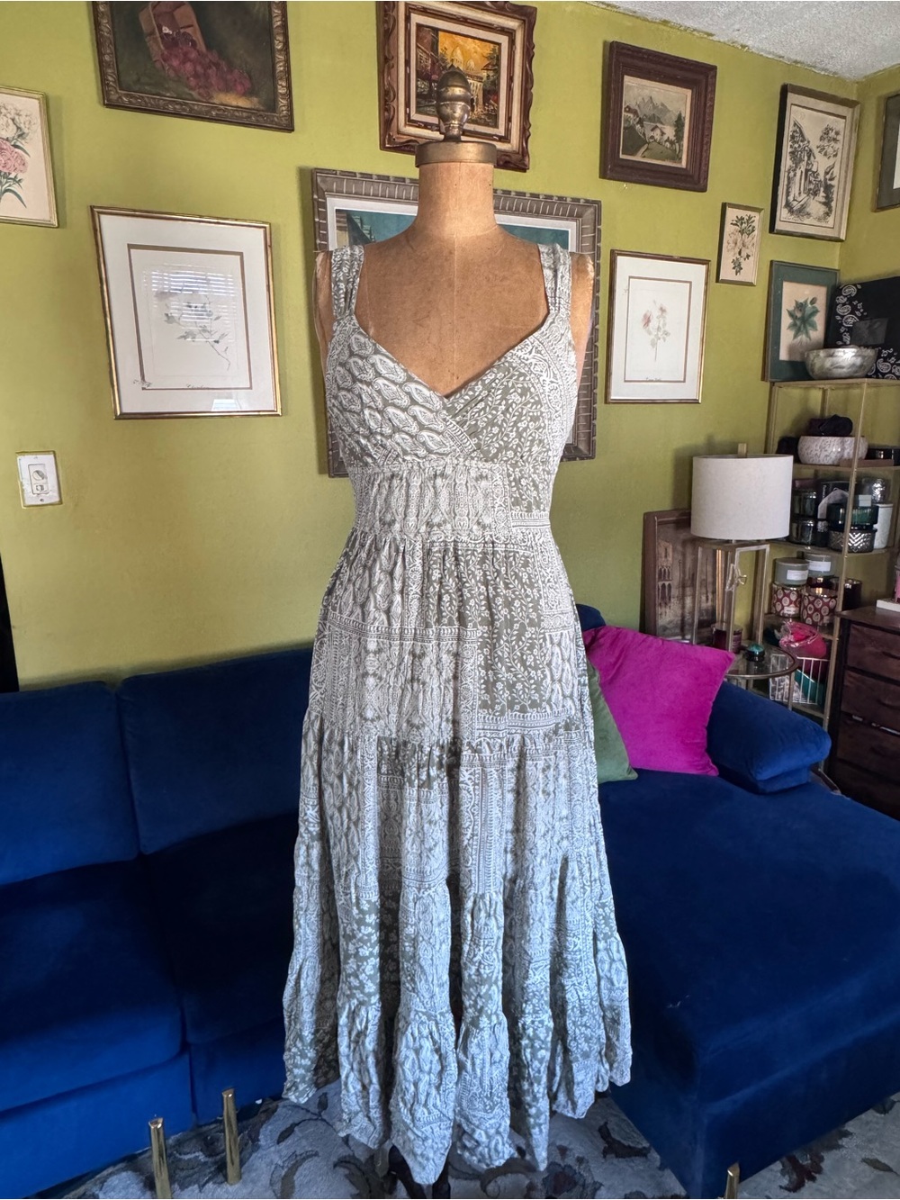Boho tired maxi dress with open back